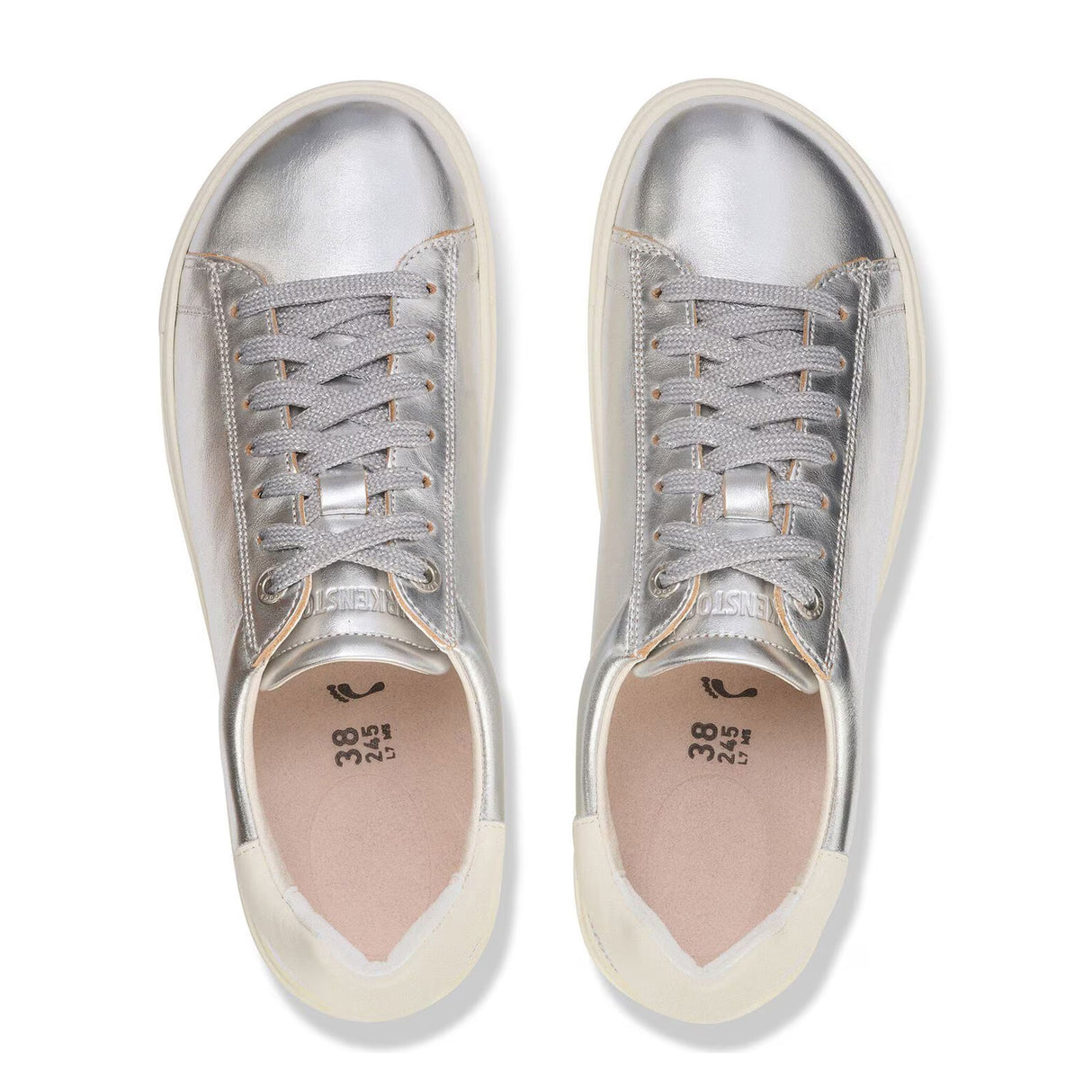 Birkenstock Bend Sneaker (Women) - Metallic Silver/White Leather Athletic - Casual - Lace Up - The Heel Shoe Fitters