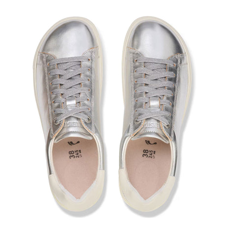 Birkenstock Bend Sneaker (Women) - Metallic Silver/White Leather Athletic - Casual - Lace Up - The Heel Shoe Fitters