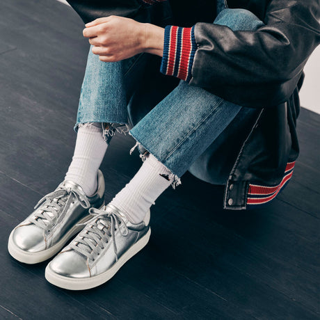 Birkenstock Bend Sneaker (Women) - Metallic Silver/White Leather Athletic - Casual - Lace Up - The Heel Shoe Fitters