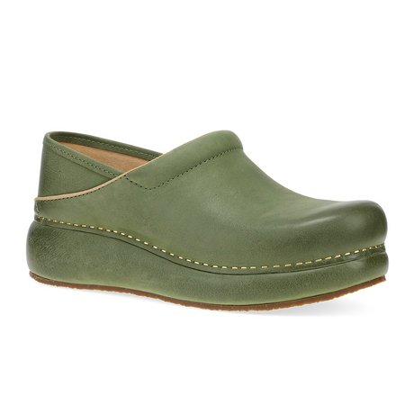 Dansko Platform Pro Clog (Women) - Green Burnished Nubuck Dress-Casual - Professional - The Heel Shoe Fitters