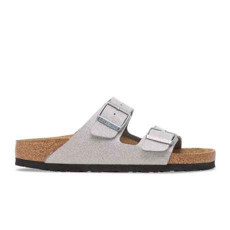 Birkenstock Arizona Narrow Slide Sandal (Women) - Shiny Glitter Silver Sandal - Slide - The Heel Shoe Fitters
