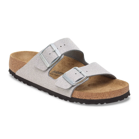 Birkenstock Arizona Narrow Slide Sandal (Women) - Shiny Glitter Silver Sandal - Slide - The Heel Shoe Fitters