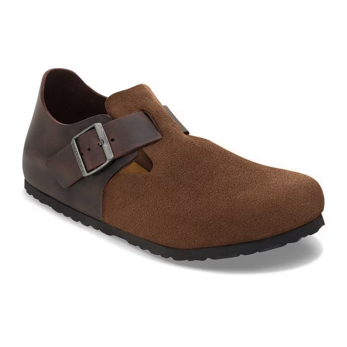 Birkenstock London Clog (Men) - Dark Tea Suede/Oiled Leather Dress-Casual - Slip On - The Heel Shoe Fitters
