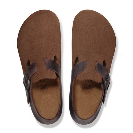 Birkenstock London Clog (Men) - Dark Tea Suede/Oiled Leather Dress-Casual - Slip On - The Heel Shoe Fitters
