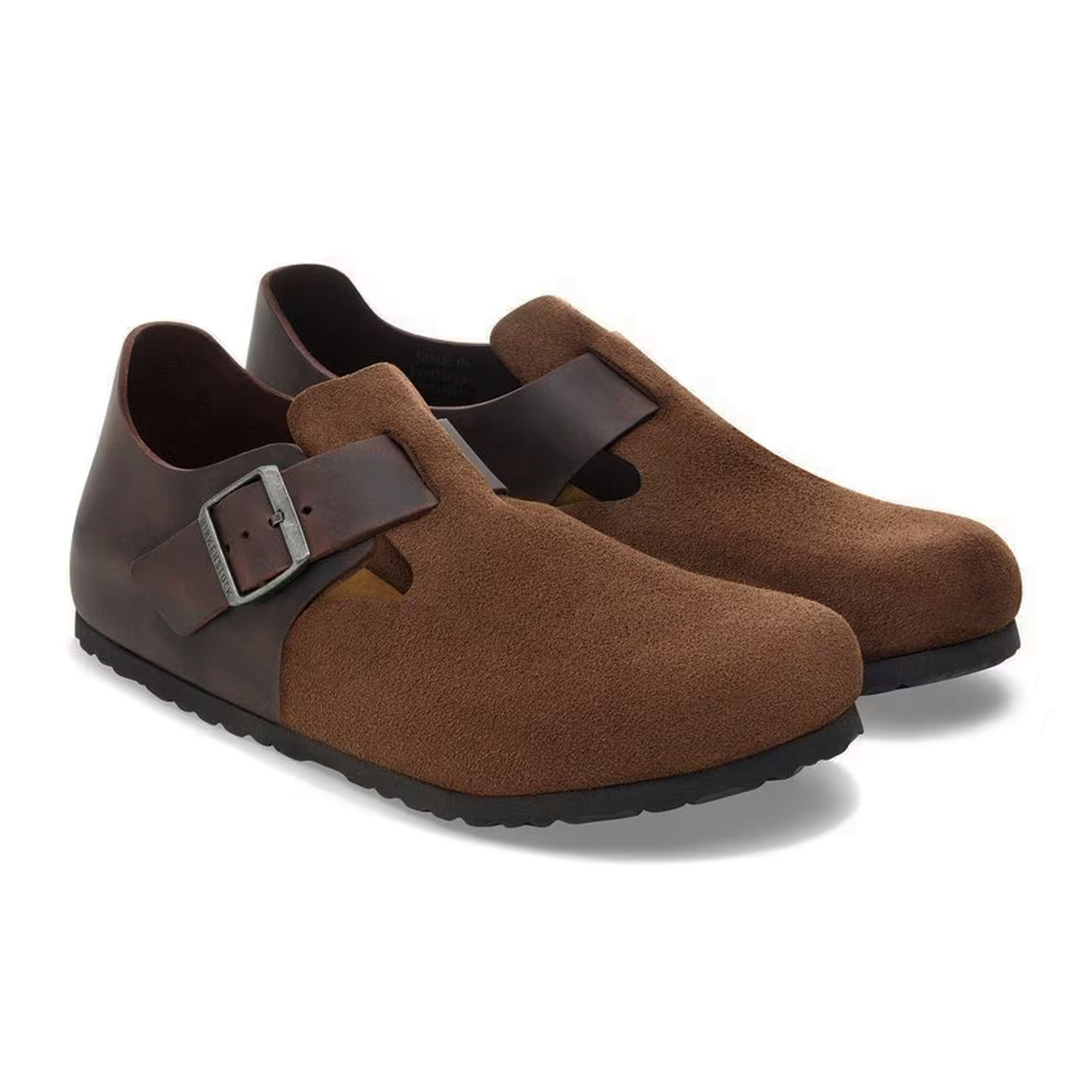Birkenstock London Clog (Men) - Dark Tea Suede/Oiled Leather Dress-Casual - Slip On - The Heel Shoe Fitters