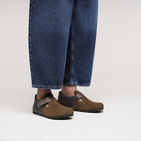 Birkenstock London Clog (Men) - Dark Tea Suede/Oiled Leather Dress-Casual - Slip On - The Heel Shoe Fitters