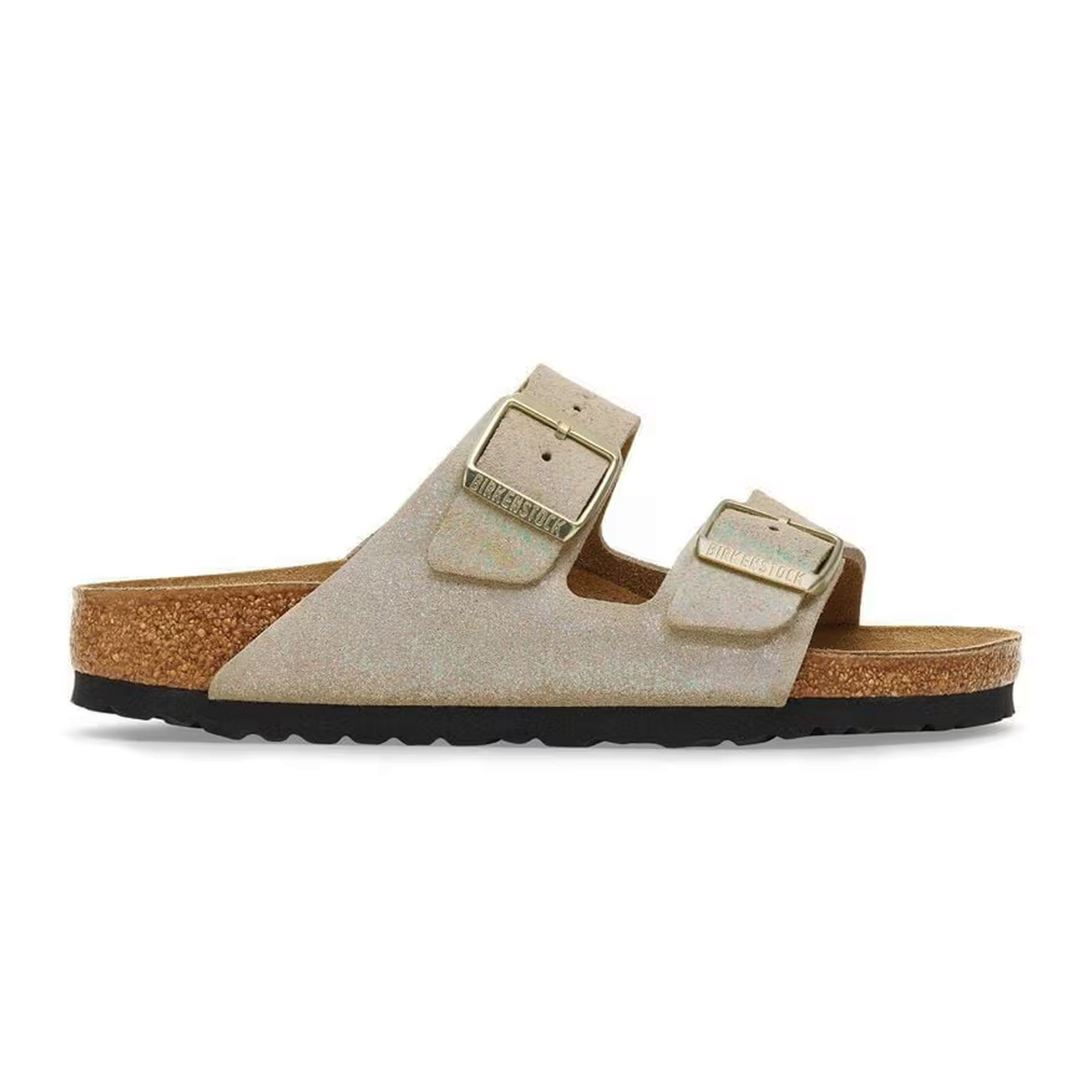 Birkenstock Arizona Slide Sandal (Women) - Shimmering Taupe Suede Sandal - Slide - The Heel Shoe Fitters