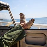 Birkenstock Arizona Slide Sandal (Women) - Shimmering Taupe Suede Sandal - Slide - The Heel Shoe Fitters