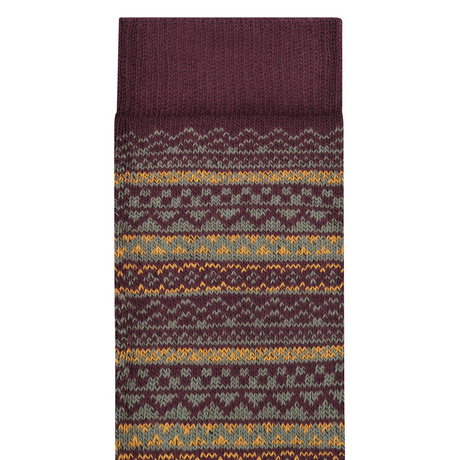 Birkenstock Cotton Pattern Crew Sock (Unisex) - Zinfandel/Ochre/Thyme Accessories - Socks - Lifestyle - The Heel Shoe Fitters