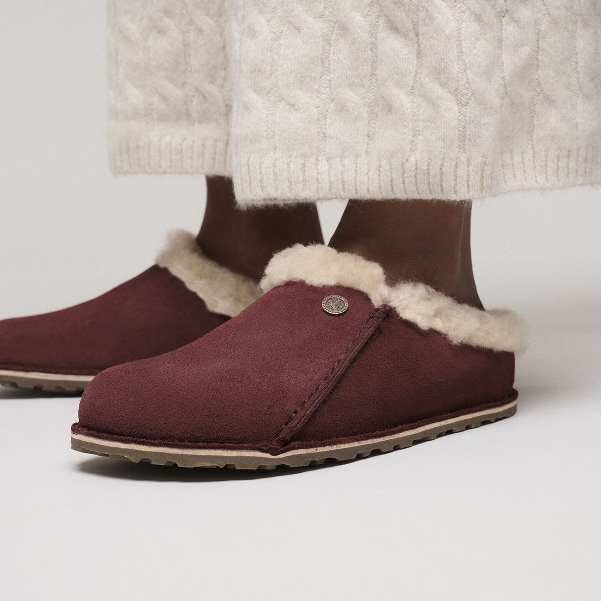 Birkenstock Zermatt Premium Slipper (Women) - Zinfandel Suede/Sandcastle Shearling Dress-Casual - Slipper - The Heel Shoe Fitters