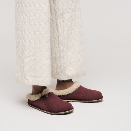 Birkenstock Zermatt Premium Slipper (Women) - Zinfandel Suede/Sandcastle Shearling Dress-Casual - Slipper - The Heel Shoe Fitters