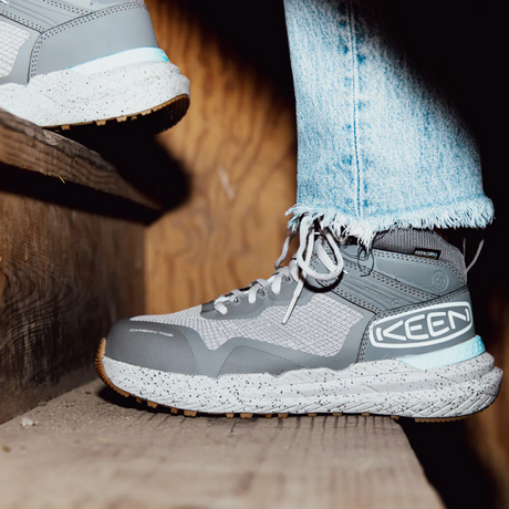 Keen Utility Synchro Mid Waterproof Carbon Toe Work Boot (Women) - Steel Grey/Gum Boots - Work - Mid - The Heel Shoe Fitters