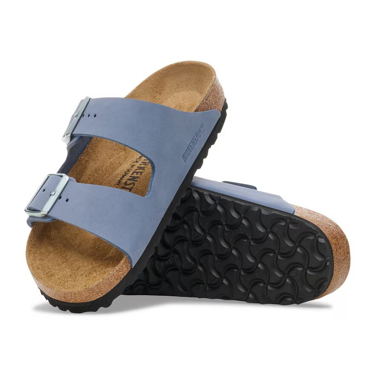 Birkenstock Arizona Slide Sandal (Women) - Stone Blue Nubuck Sandal - Slide - The Heel Shoe Fitters