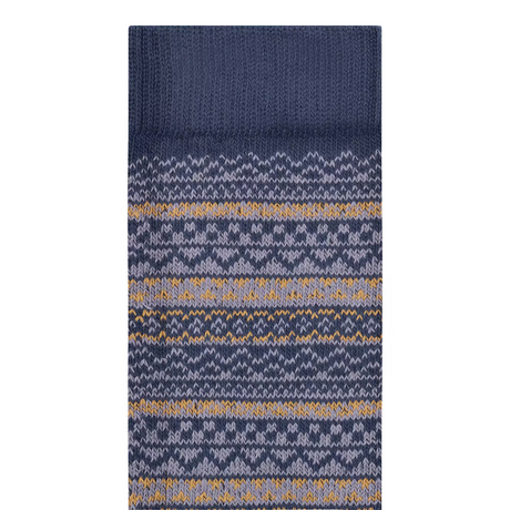 Birkenstock Cotton Pattern Crew Sock (Unisex) - Navy/Faded Purple/Ochre Accessories - Socks - Lifestyle - The Heel Shoe Fitters