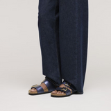 Birkenstock Sydney Luxe Buckle Narrow Slide Sandal (Women) - Graceful Midnight Birko-Flor Sandal - Slide - The Heel Shoe Fitters