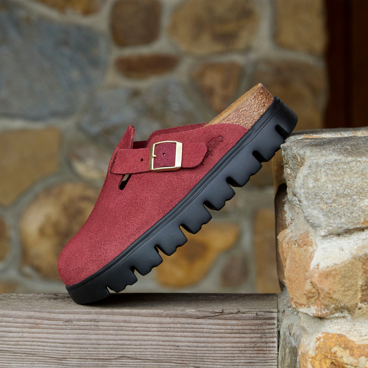 Birkenstock Boston Chunky Clog (Women) - Zinfandel Suede Dress-Casual - Clogs & Mules - The Heel Shoe Fitters