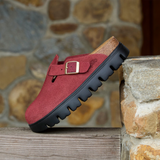 Birkenstock Boston Chunky Clog (Women) - Zinfandel Suede Dress-Casual - Clogs & Mules - The Heel Shoe Fitters