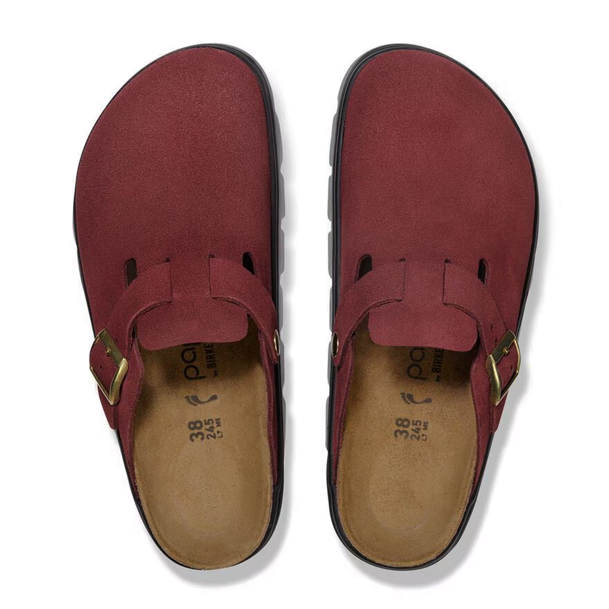 Birkenstock Boston Chunky Clog (Women) - Zinfandel Suede Dress-Casual - Clogs & Mules - The Heel Shoe Fitters