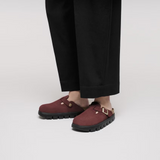 Birkenstock Boston Chunky Clog (Women) - Zinfandel Suede Dress-Casual - Clogs & Mules - The Heel Shoe Fitters