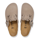 Birkenstock Boston Rivet Clog (Women) - Taupe Suede Dress-Casual - Clogs & Mules - The Heel Shoe Fitters