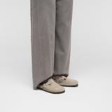 Birkenstock Boston Rivet Clog (Women) - Taupe Suede Dress-Casual - Clogs & Mules - The Heel Shoe Fitters