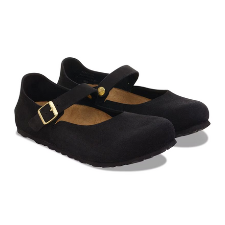 Birkenstock Mantova Mary Jane Flat (Women) - Black Suede Dress-Casual - Flat - The Heel Shoe Fitters