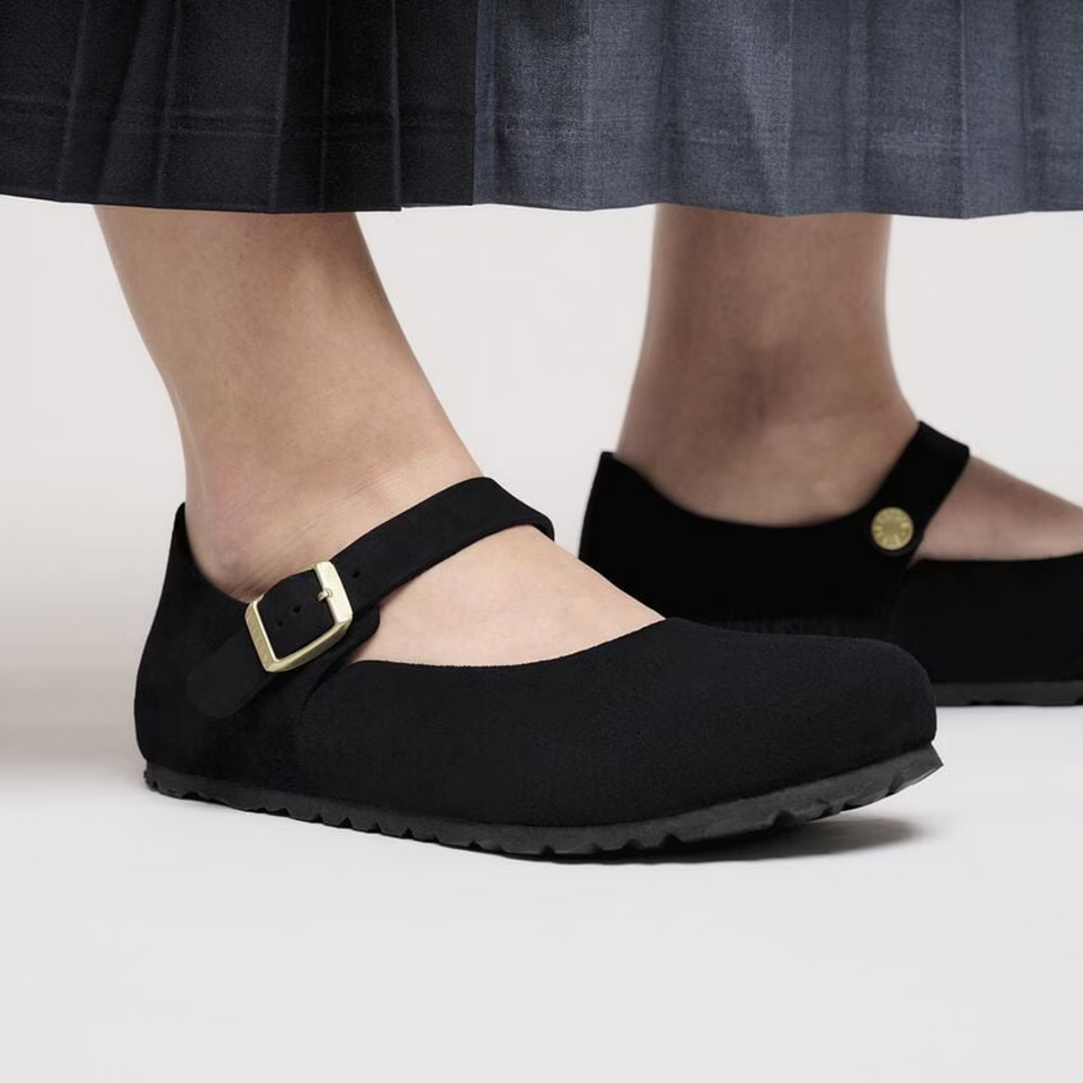 Birkenstock Mantova Mary Jane Flat (Women) - Black Suede Dress-Casual - Flat - The Heel Shoe Fitters