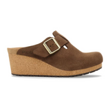 Birkenstock Fanny Narrow Wedge Clog (Women) - Dark Tea Suede Dress-Casual - Clogs & Mules - The Heel Shoe Fitters