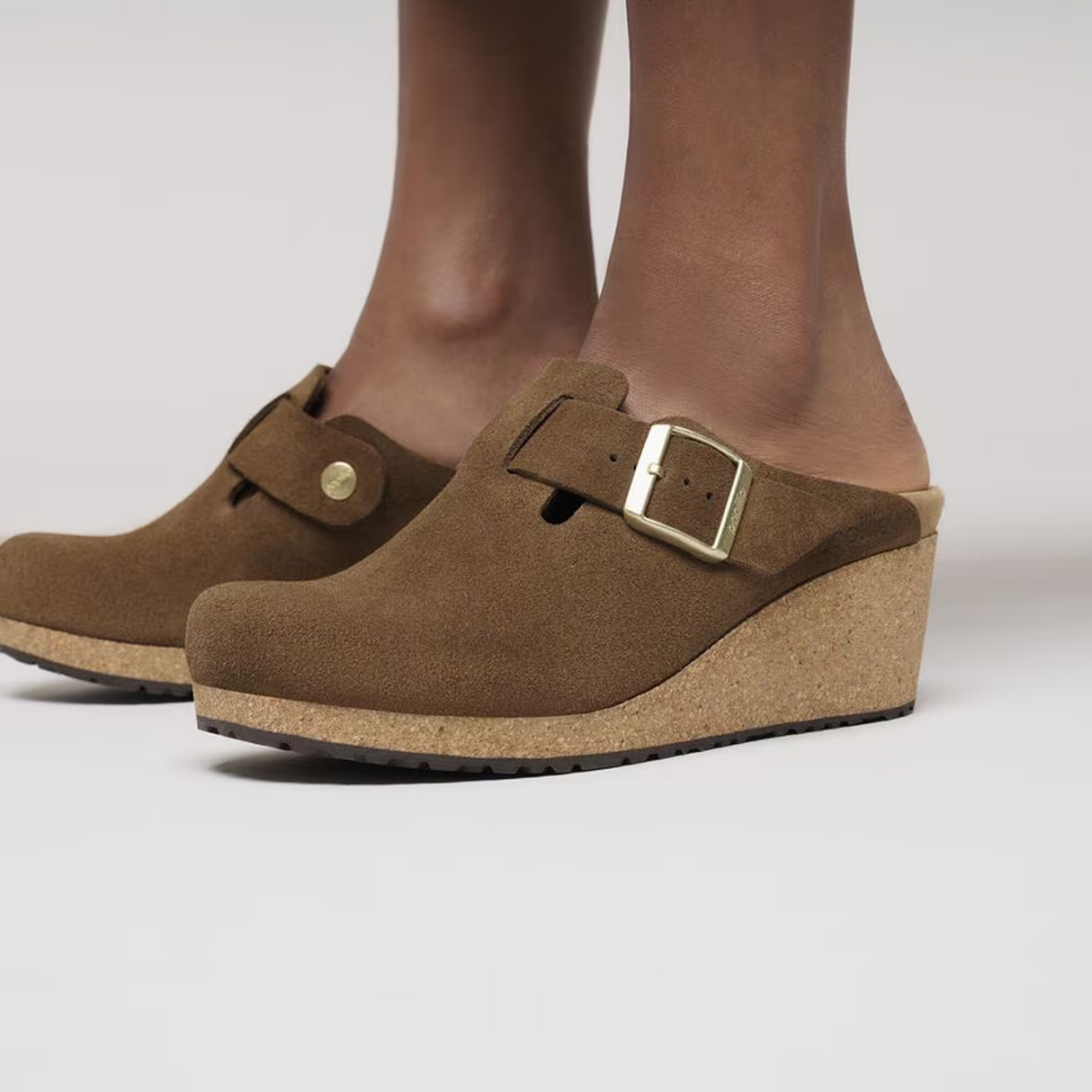 Birkenstock Fanny Narrow Wedge Clog (Women) - Dark Tea Suede Dress-Casual - Clogs & Mules - The Heel Shoe Fitters