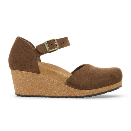 Birkenstock Mary Wedge Sandal (Women) - Dark Tea Suede Dress-Casual - Heels - The Heel Shoe Fitters