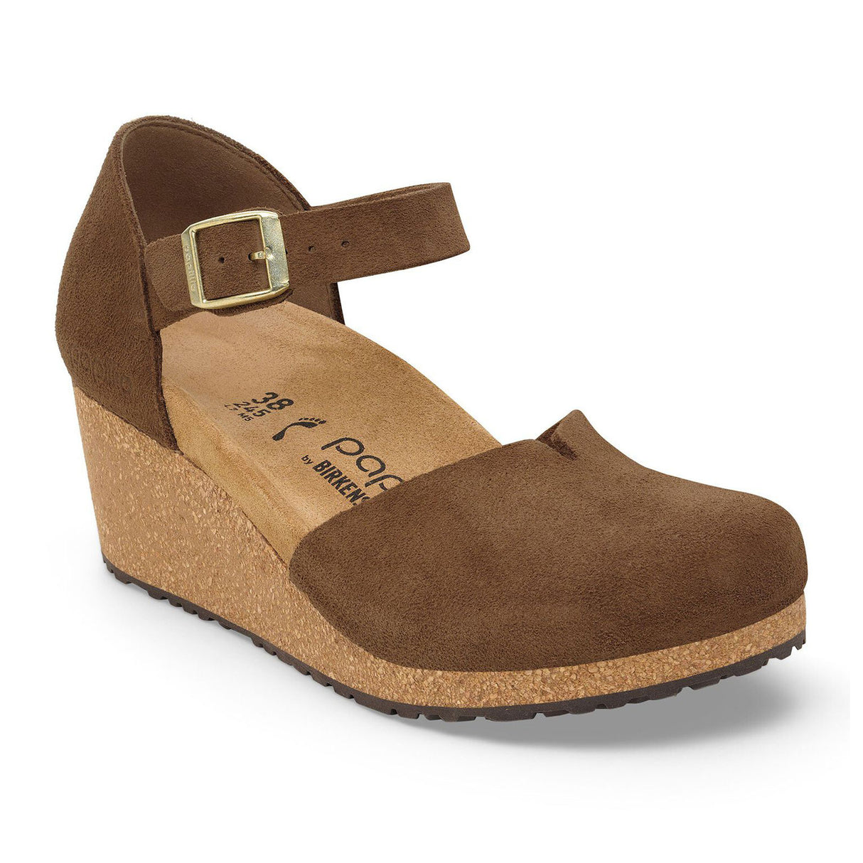 Birkenstock Mary Wedge Sandal (Women) - Dark Tea Suede Dress-Casual - Heels - The Heel Shoe Fitters