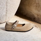 Birkenstock Mantova Mary Jane Flat (Women) - Taupe Suede Dress-Casual - Flat - The Heel Shoe Fitters