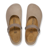 Birkenstock Mantova Mary Jane Flat (Women) - Taupe Suede Dress-Casual - Flat - The Heel Shoe Fitters
