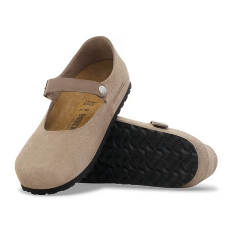 Birkenstock Mantova Mary Jane Flat (Women) - Taupe Suede Dress-Casual - Flat - The Heel Shoe Fitters