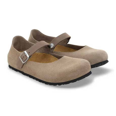 Birkenstock Mantova Mary Jane Flat (Women) - Taupe Suede Dress-Casual - Flat - The Heel Shoe Fitters