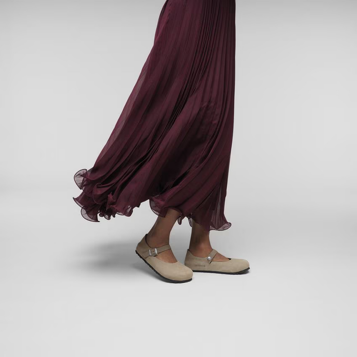 Birkenstock Mantova Mary Jane Flat (Women) - Taupe Suede Dress-Casual - Flat - The Heel Shoe Fitters