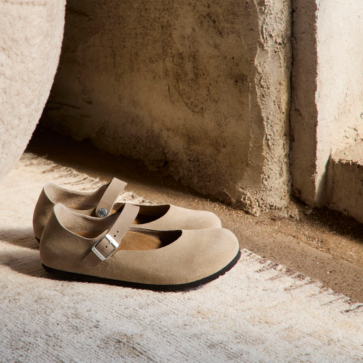 Birkenstock Mantova Mary Jane Flat (Women) - Taupe Suede Dress-Casual - Flat - The Heel Shoe Fitters