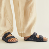 Birkenstock Arizona Narrow Slide Sandal (Women) - Leo Black Birki Sandal - Slide - The Heel Shoe Fitters