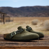 Birkenstock Boston Braid Clog (Women) - Thyme Suede Dress-Casual - Clogs & Mules - The Heel Shoe Fitters
