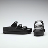 Birkenstock Florida III Exquisite Platform Slide Sandal (Women) - Black Leather Sandal - Slide - The Heel Shoe Fitters