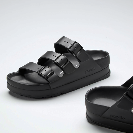 Birkenstock Florida III Exquisite Platform Slide Sandal (Women) - Black Leather Sandal - Slide - The Heel Shoe Fitters
