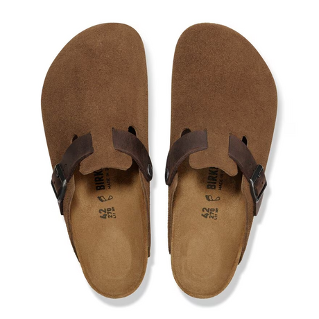 Birkenstock Boston Clog (Men) - Dark Tea Suede/Oiled Leather Dress-Casual - Clogs & Mules - The Heel Shoe Fitters