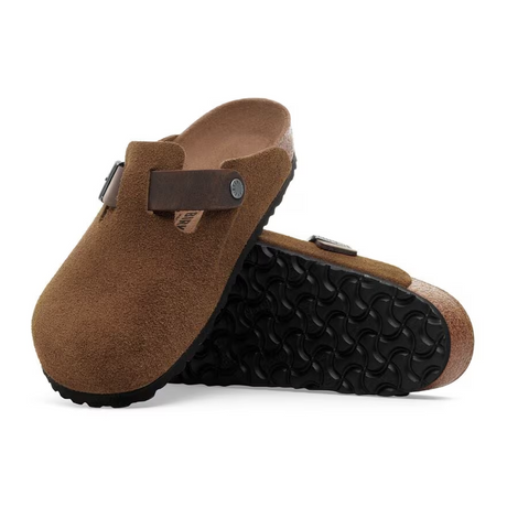 Birkenstock Boston Clog (Men) - Dark Tea Suede/Oiled Leather Dress-Casual - Clogs & Mules - The Heel Shoe Fitters