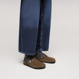 Birkenstock Boston Clog (Men) - Dark Tea Suede/Oiled Leather Dress-Casual - Clogs & Mules - The Heel Shoe Fitters