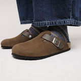 Birkenstock Boston Clog (Men) - Dark Tea Suede/Oiled Leather Dress-Casual - Clogs & Mules - The Heel Shoe Fitters