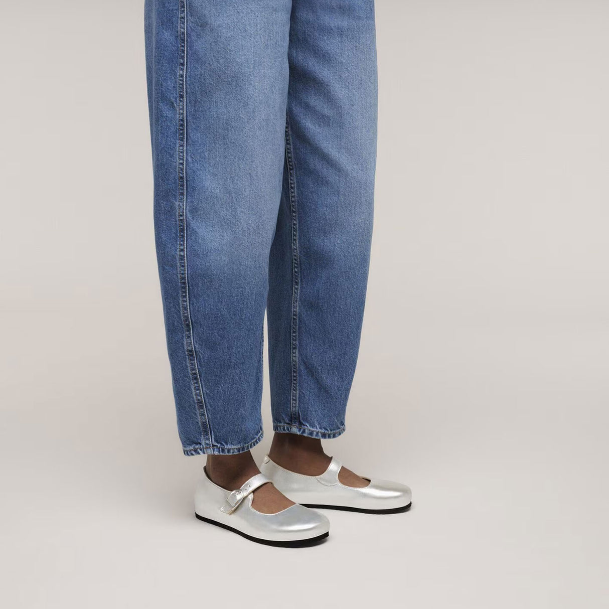 Birkenstock Santa Clarita Mary Jane Flat (Women) - Silver Leather Dress-Casual - Flat - The Heel Shoe Fitters