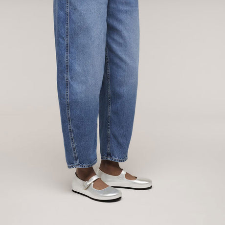 Birkenstock Santa Clarita Mary Jane Flat (Women) - Silver Leather Dress-Casual - Flat - The Heel Shoe Fitters