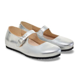 Birkenstock Santa Clarita Mary Jane Flat (Women) - Silver Leather Dress-Casual - Flat - The Heel Shoe Fitters