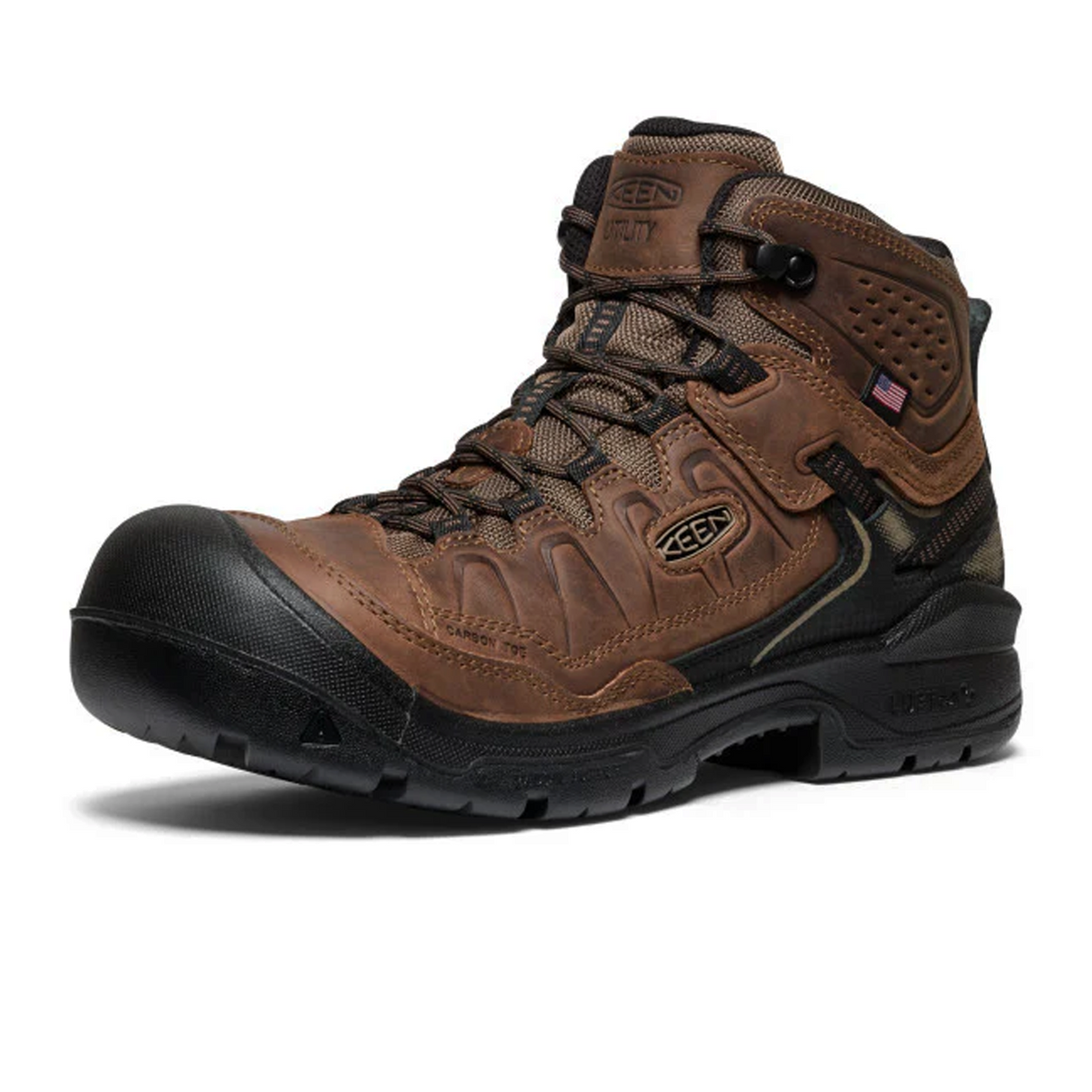 Keen Utility Targhee IV Mid Waterproof Carbon Toe Work Boot (Men) - Dark Earth/Black Boots - Work - 8" - Composite Toe - The Heel Shoe Fitters