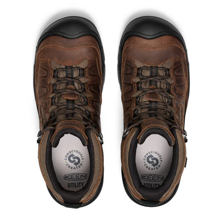 Keen Utility Targhee IV Mid Waterproof Carbon Toe Work Boot (Men) - Dark Earth/Black Boots - Work - 8" - Composite Toe - The Heel Shoe Fitters